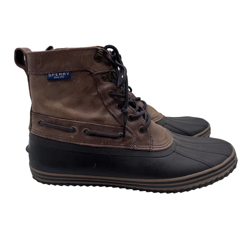 Sperry 11 Brown Duck Boots Men's Leather Rubber‎ STS21638