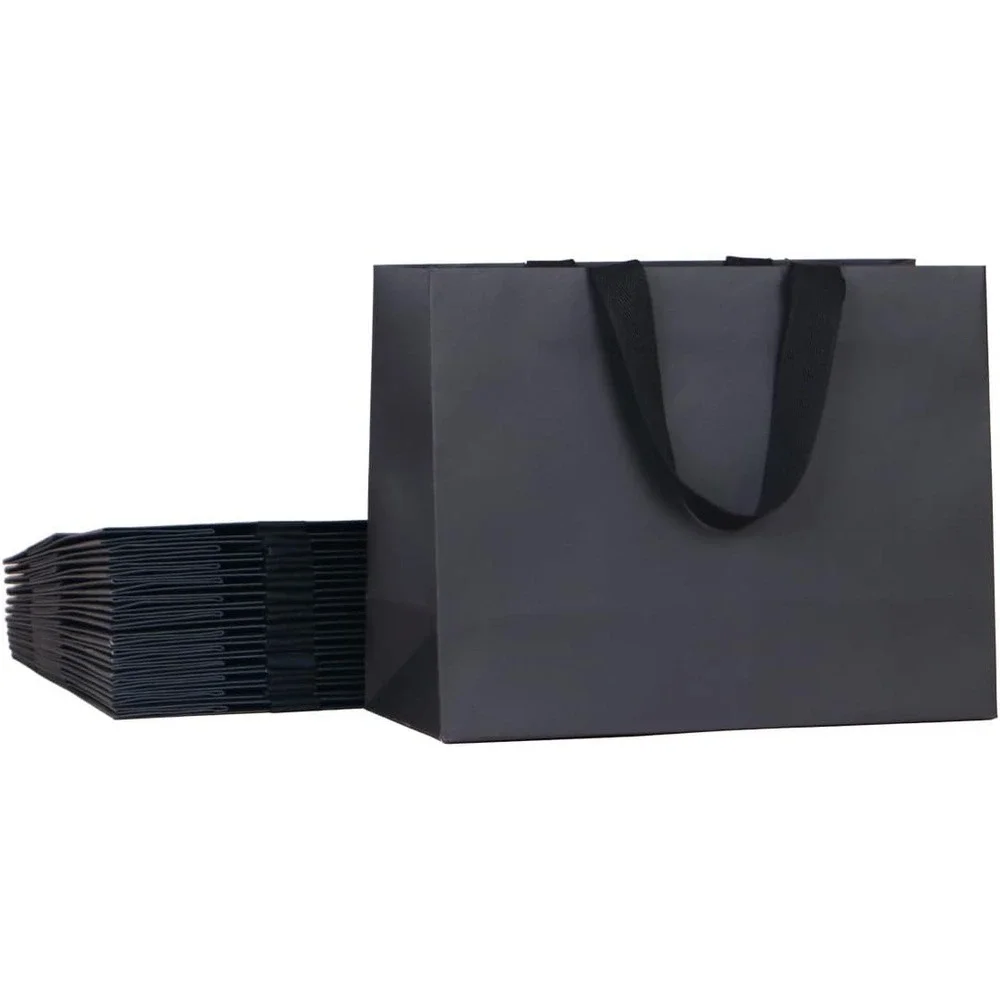 Paperist 6 Pack Large‎ Black Kraft Gift Bags 21.7x15.7x6.1