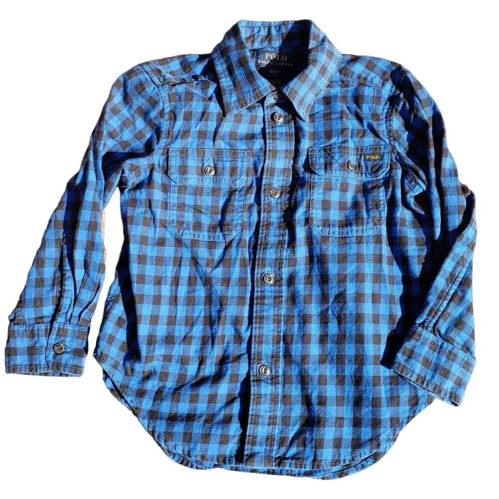 Ralph Lauren Polo Boy's 3T Buffalo Plaid Long Sleeve Button Down Shirt
