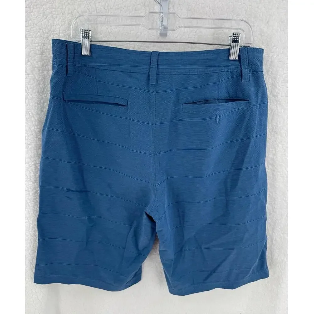 Hang Ten Blue Flat Front‎ Belt Loops Casual Shorts Mens Size 34