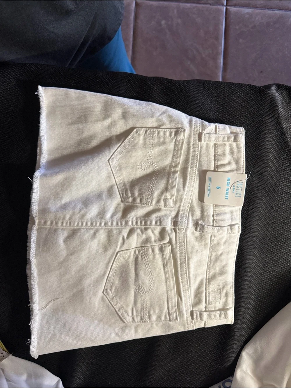 Justice White Distressed Denim Skort