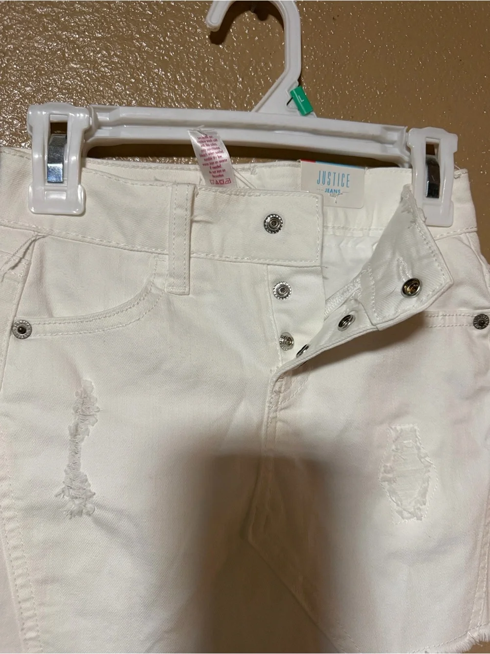 Justice White Distressed Denim Skort
