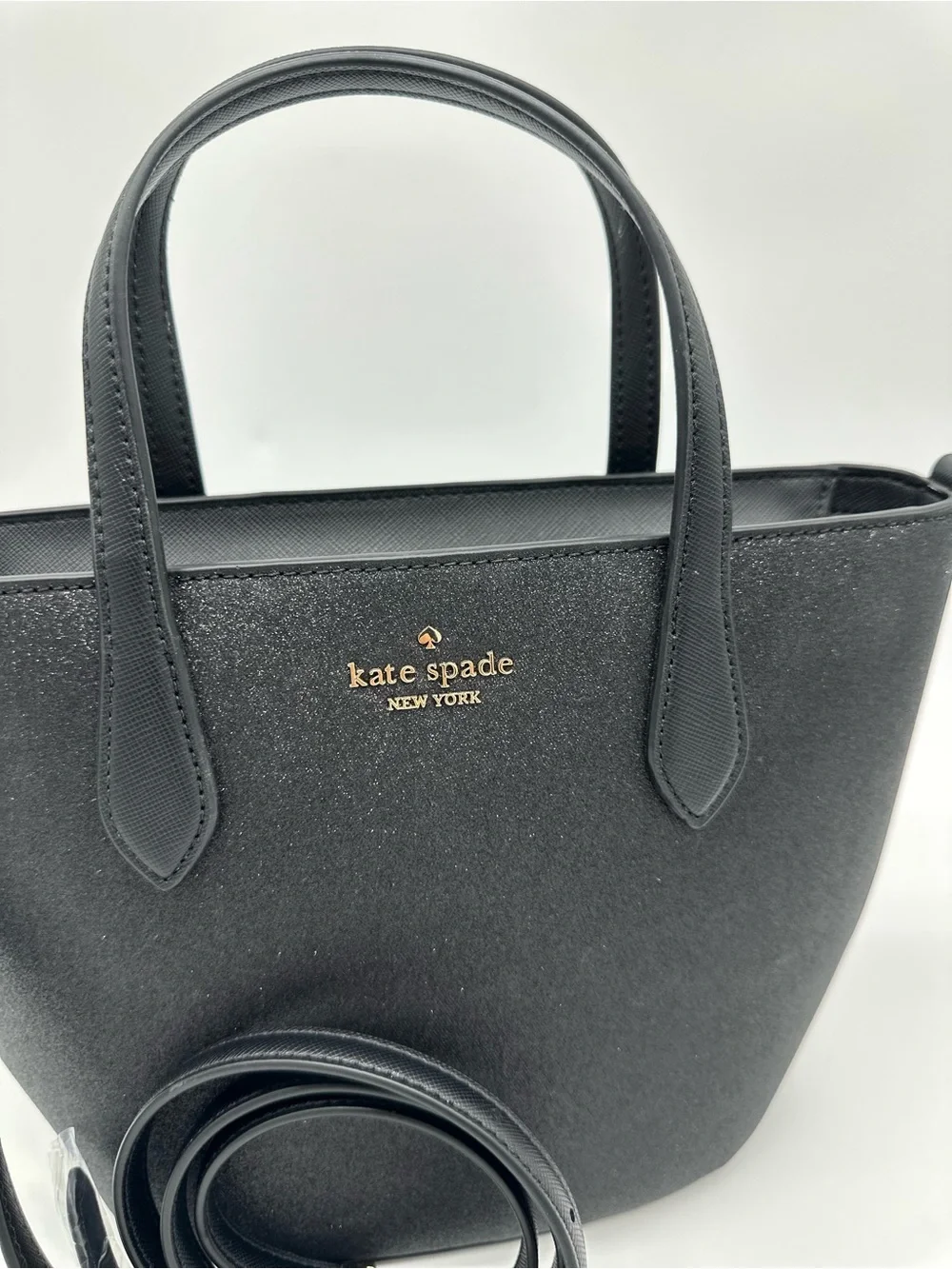 kate spade Black Glitter Tote with Detachable Strap