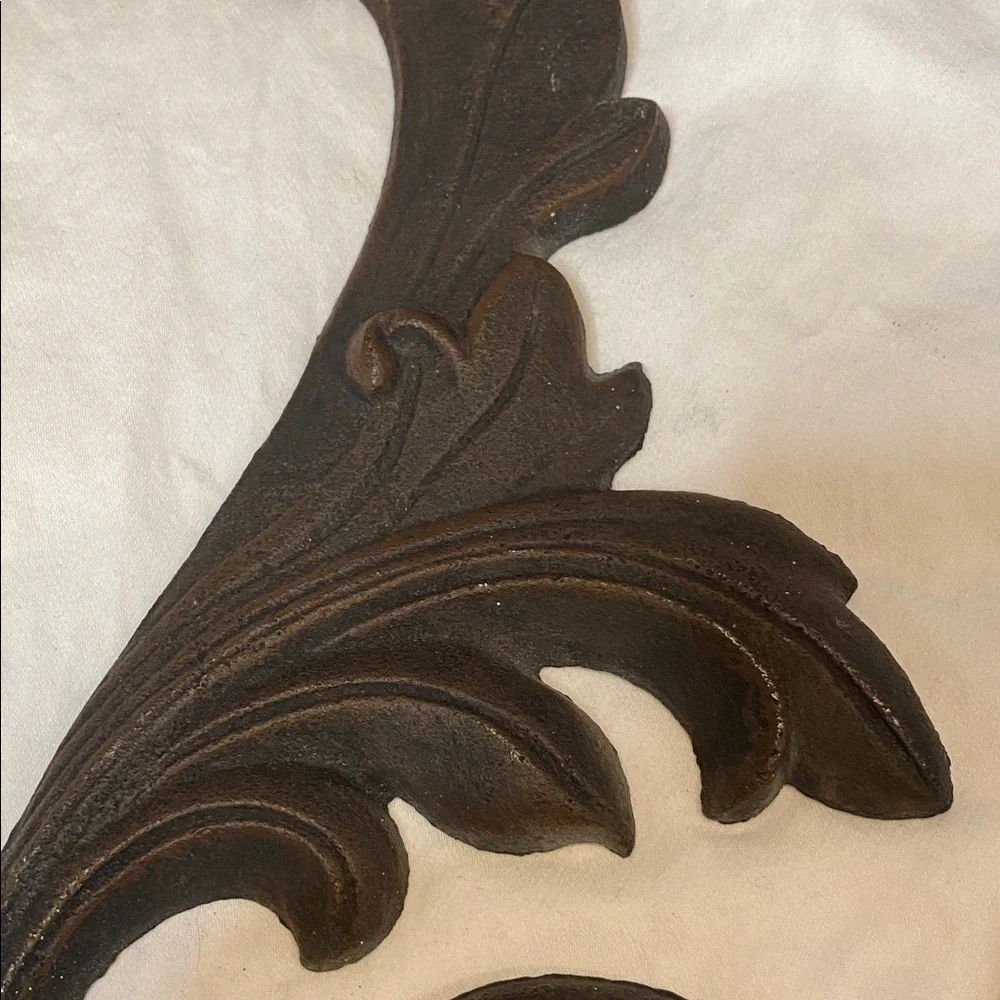 Set of 3 Vintage Dark Brown Swirl Cast Iron Wall Decor Set. Each one 1.6 lbs.