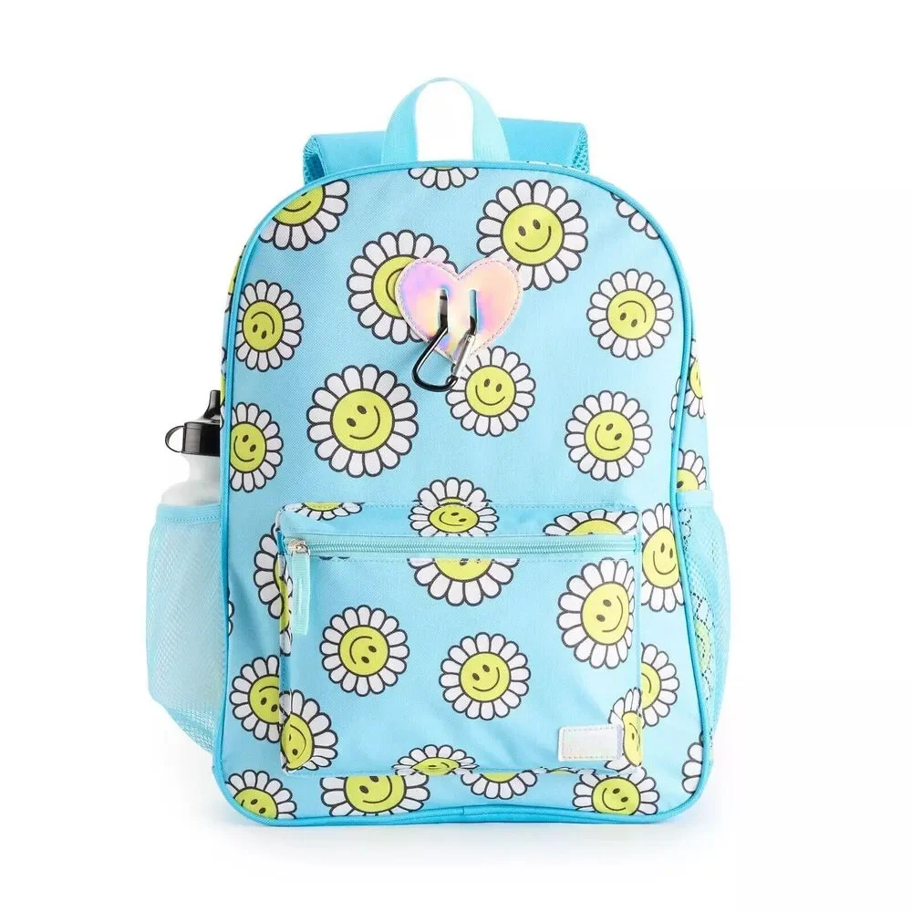 Smiley Face Sunflower 6-Piece Backpack Set-School Backpack-‎ Lunch Bag NEW