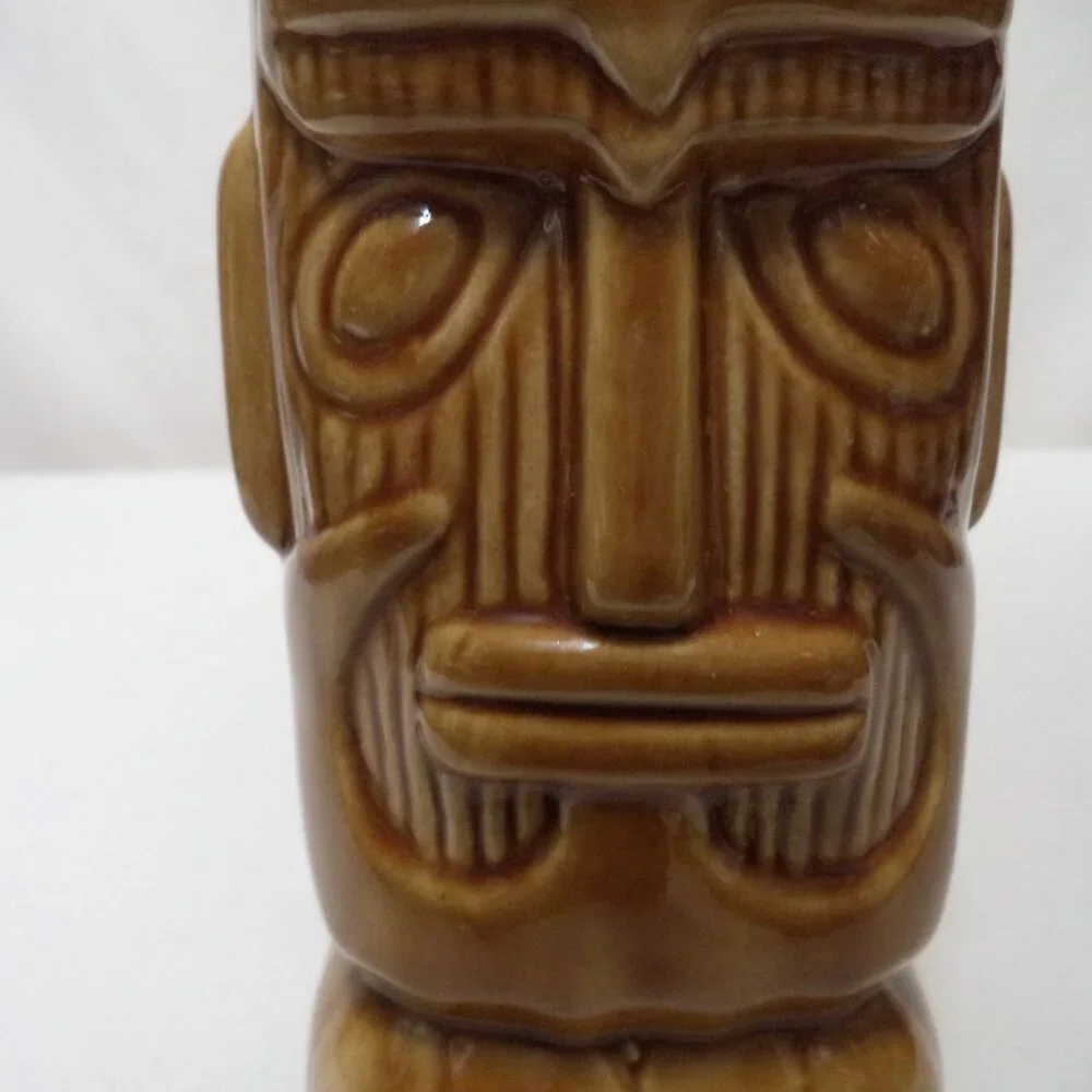 Vintage Otagiri Tiki Mug Cup straight lips Japan ceramic brown Full Body 6