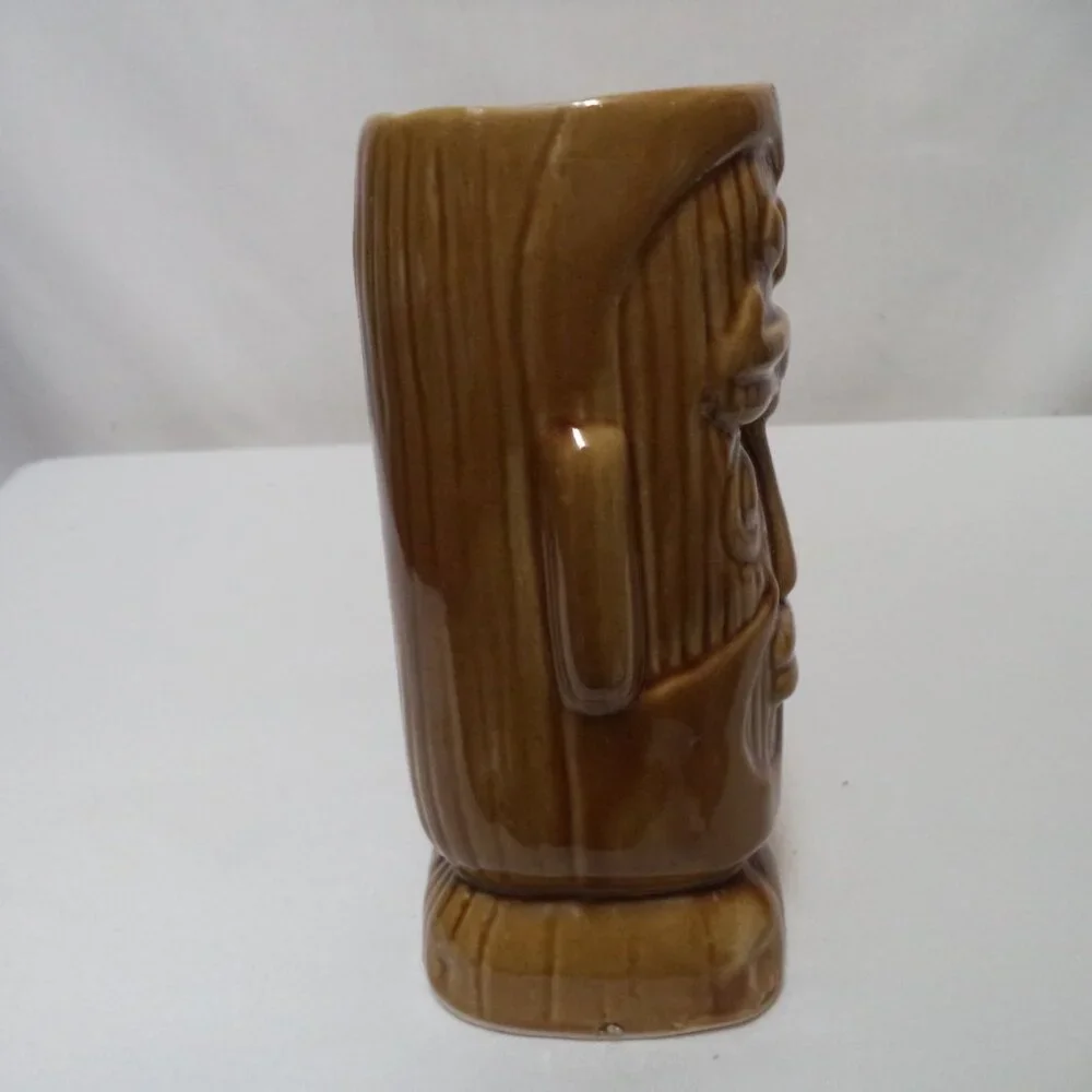 Vintage Otagiri Tiki Mug Cup straight lips Japan ceramic brown Full Body 6