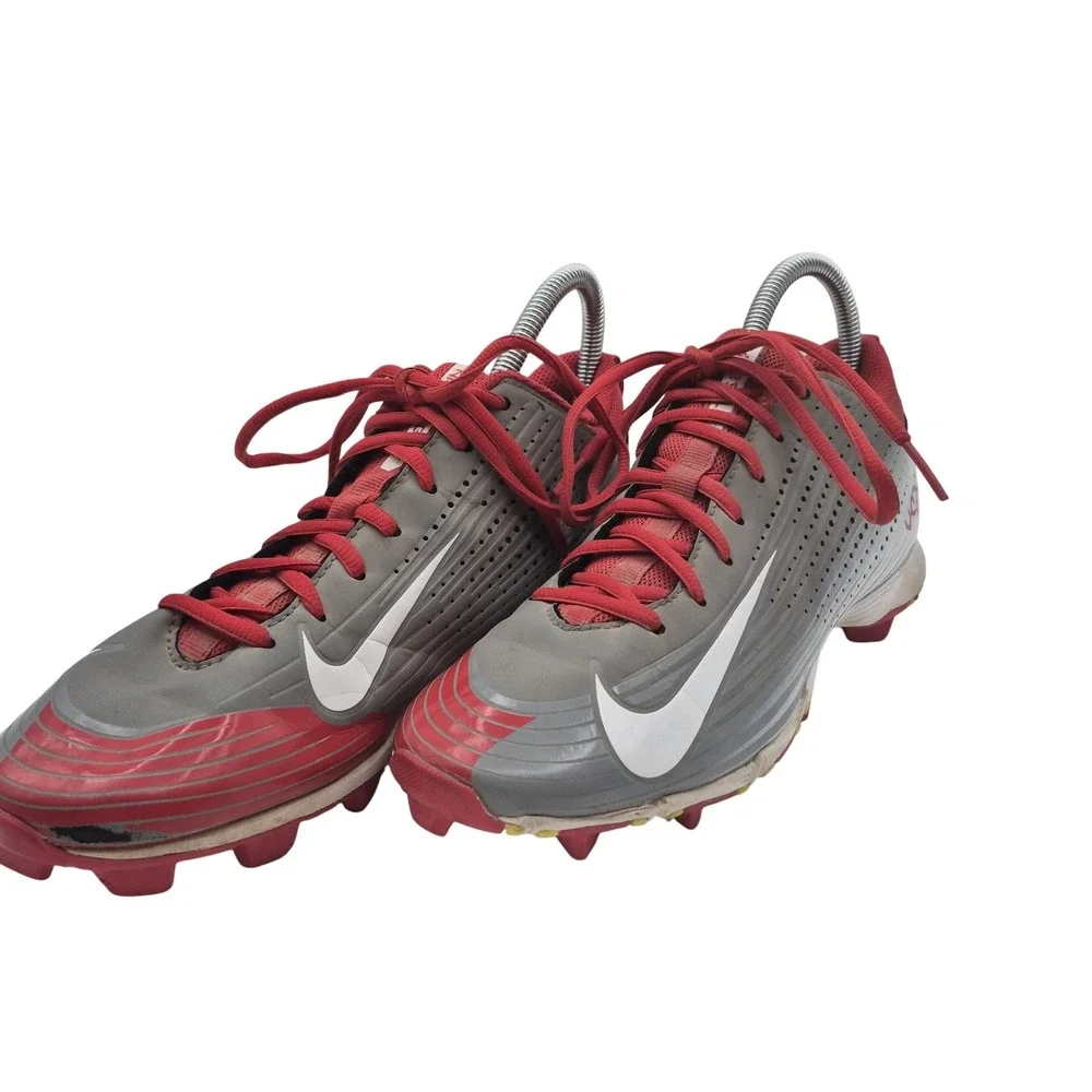 Nike‎ Vapor Shoes Mens Size 8 Red Gray White Football Cleats Fastflex 684699-016