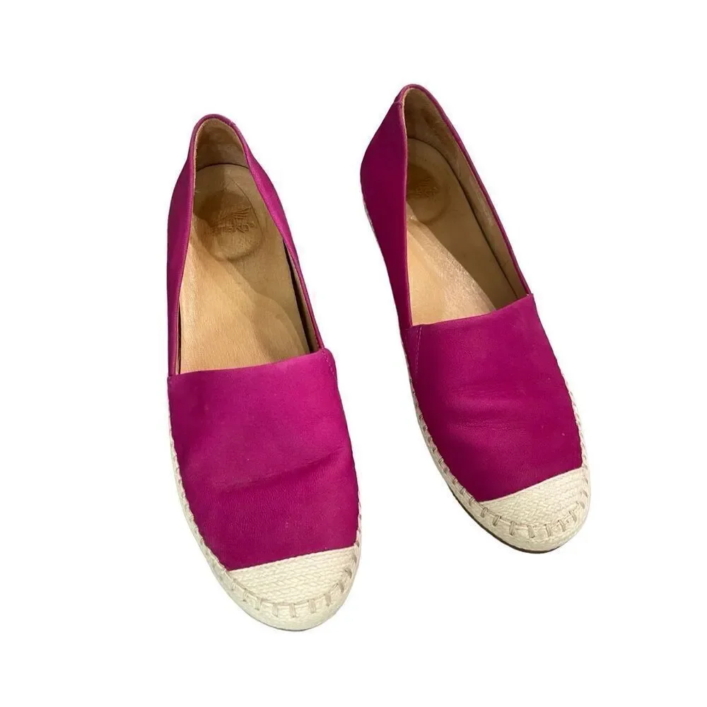 Dansko Womens Pink Leather Slip On Loafer Espadrille Flats Sandal Size 41