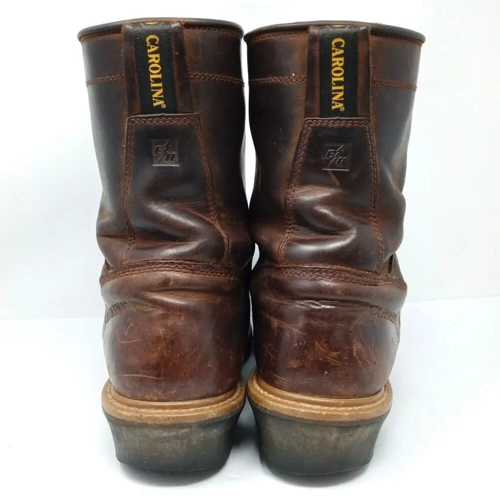 Carolina Brown Leather Work Boots Mens 12D Safety Toe EH Waterproof