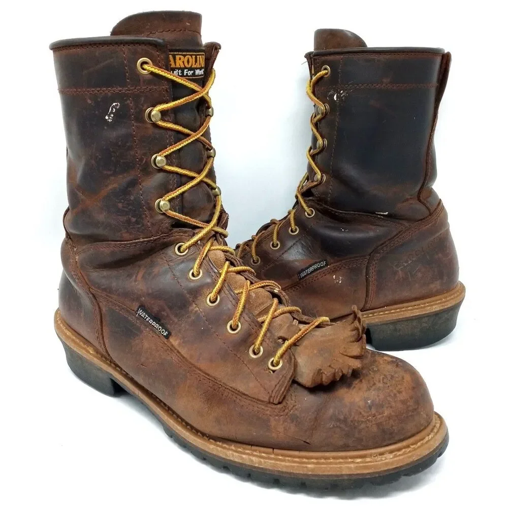 Carolina Brown Leather Work Boots Mens 12D Safety Toe EH Waterproof
