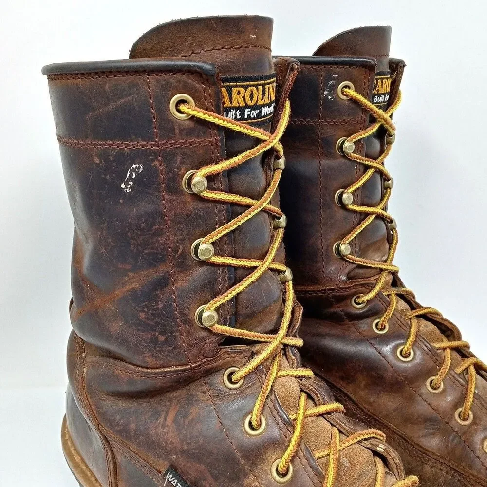 Carolina Brown Leather Work Boots Mens 12D Safety Toe EH Waterproof
