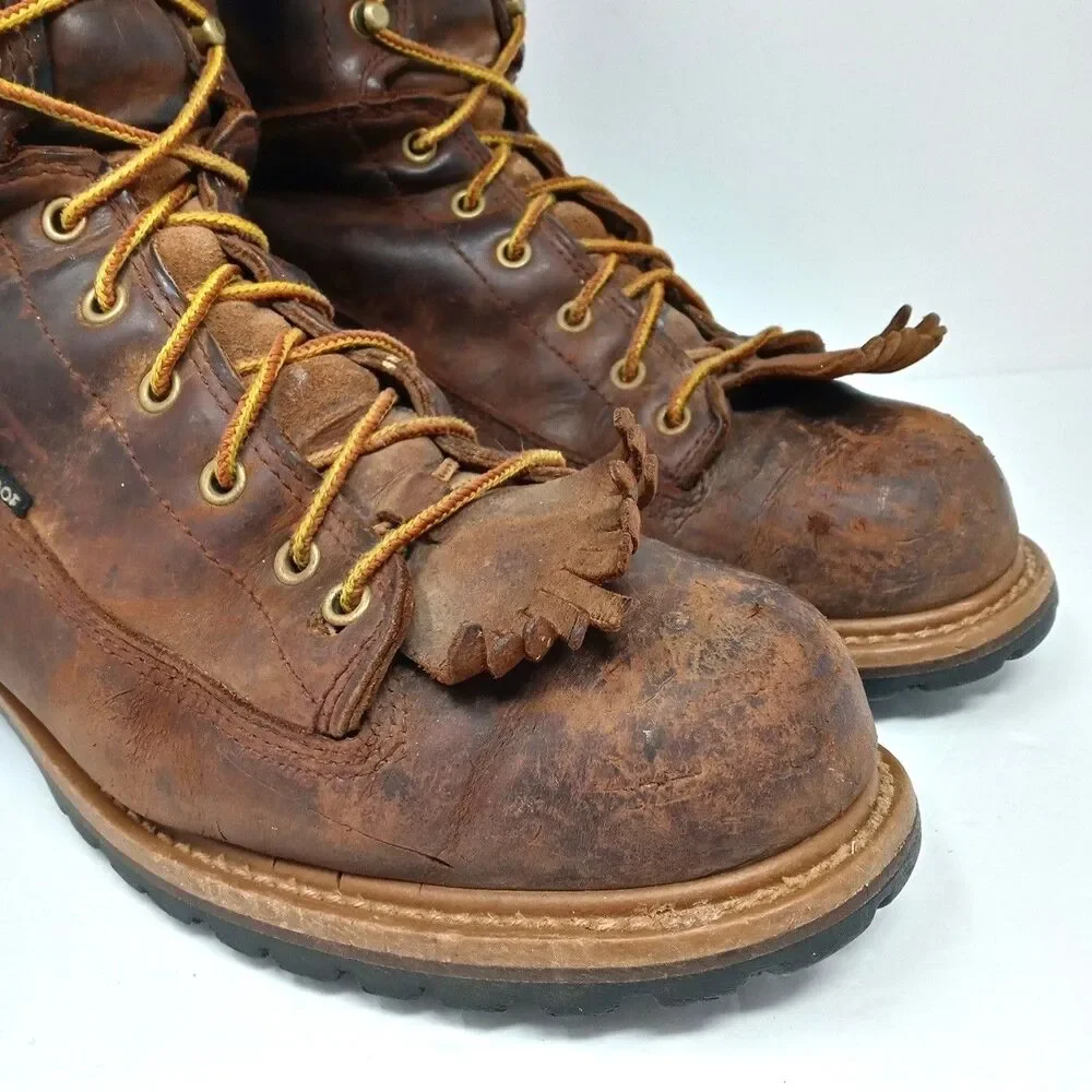 Carolina Brown Leather Work Boots Mens 12D Safety Toe EH Waterproof