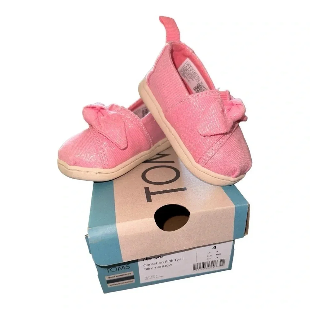 Tiny Alpargata Twill Glimmer Bow Shoe size 4