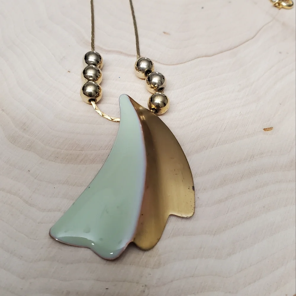 Gold Bead Illusion Horn Necklace