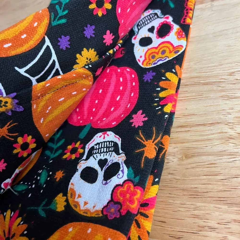 Lunaville Halloween Sugar Skull Black Kitchen Towels - Set of Two - NWT