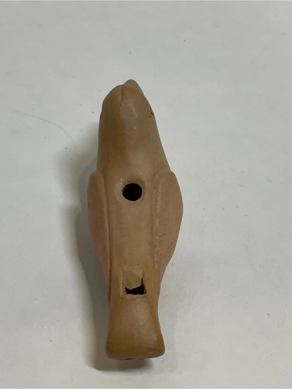 Primitive carved clay bird whistle unique and works 4.5” X 2.75” no signature