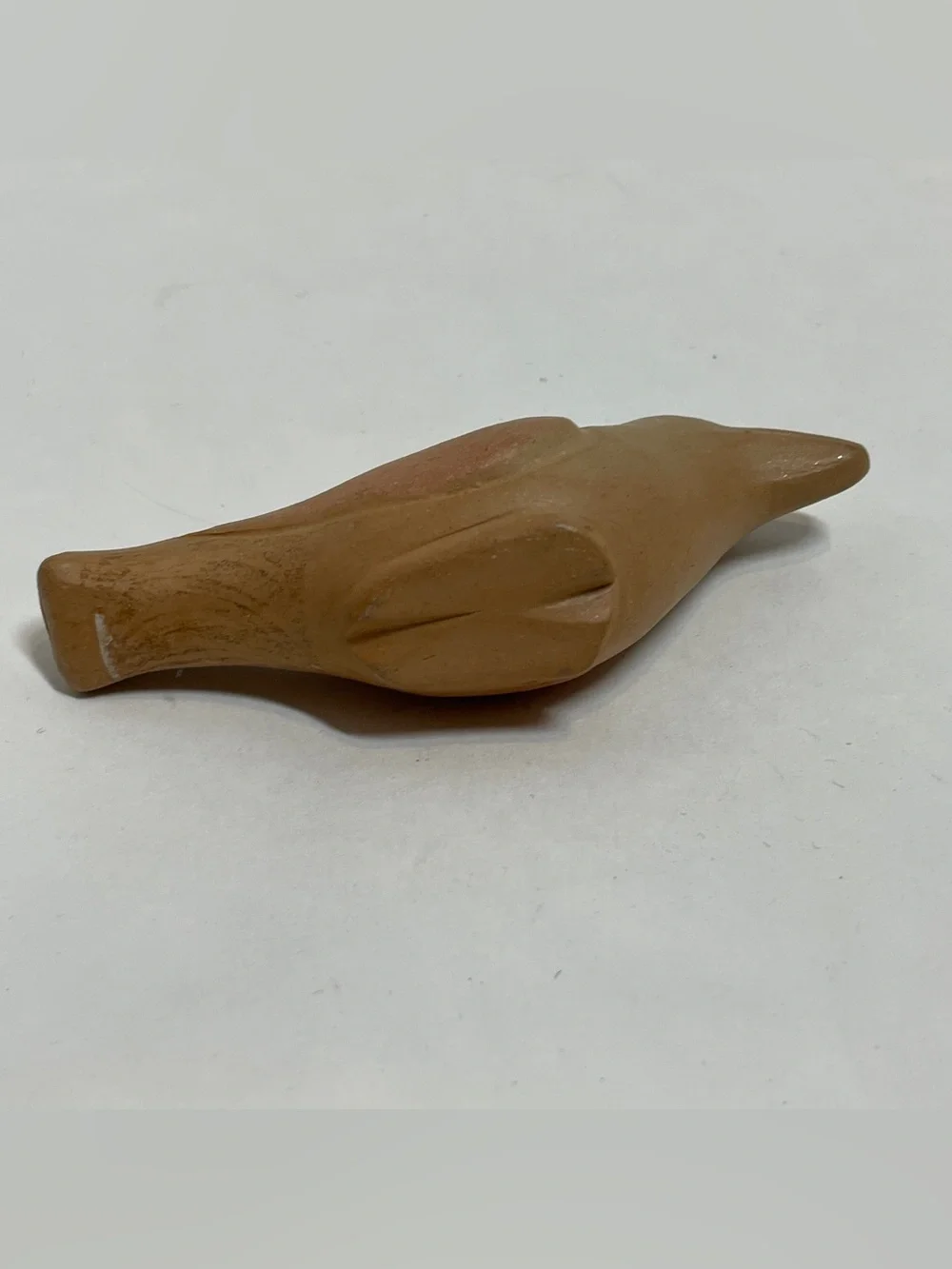 Primitive carved clay bird whistle unique and works 4.5” X 2.75” no signature