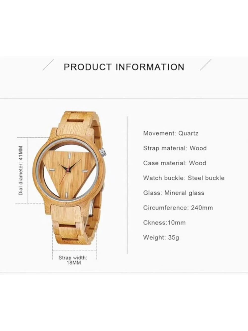 Men's Watch Colorful Bamboo Wooden Handmade Analog Dial Quartz Casual Wristwatch