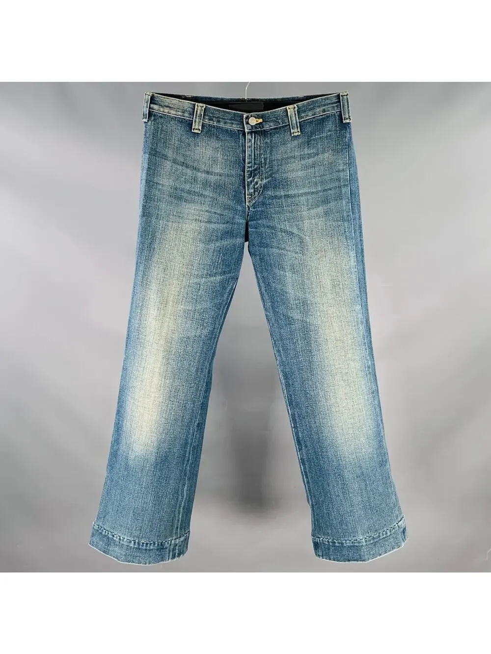 GUCCI Size 32 Blue Wash Cotton Wide Leg Straight Selvedge Jeans