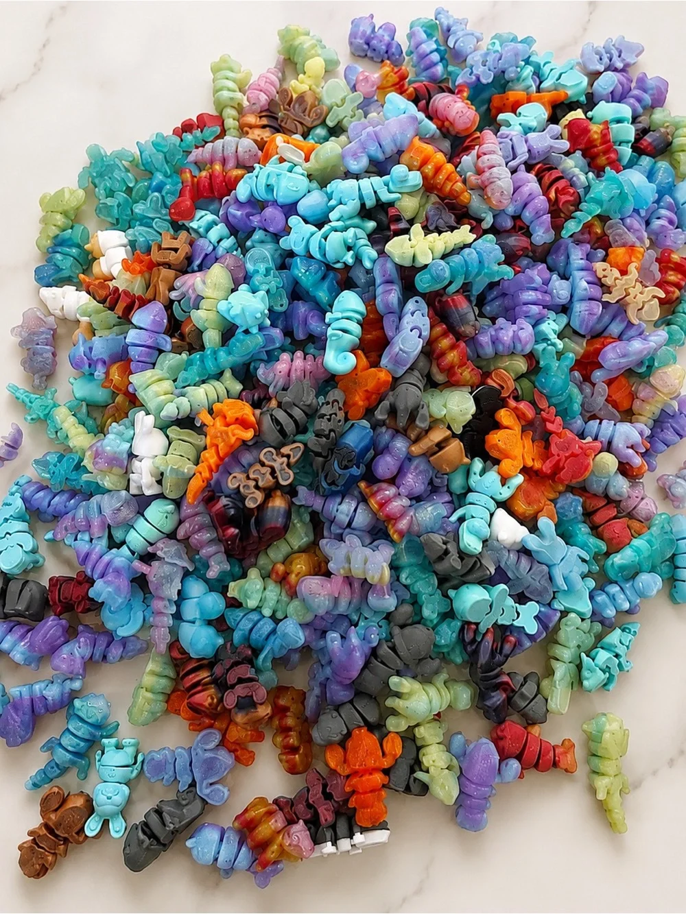 25pc 3D Printed Mini Fidget Animal Mystery Pack Colorful Articulated Critter Mix