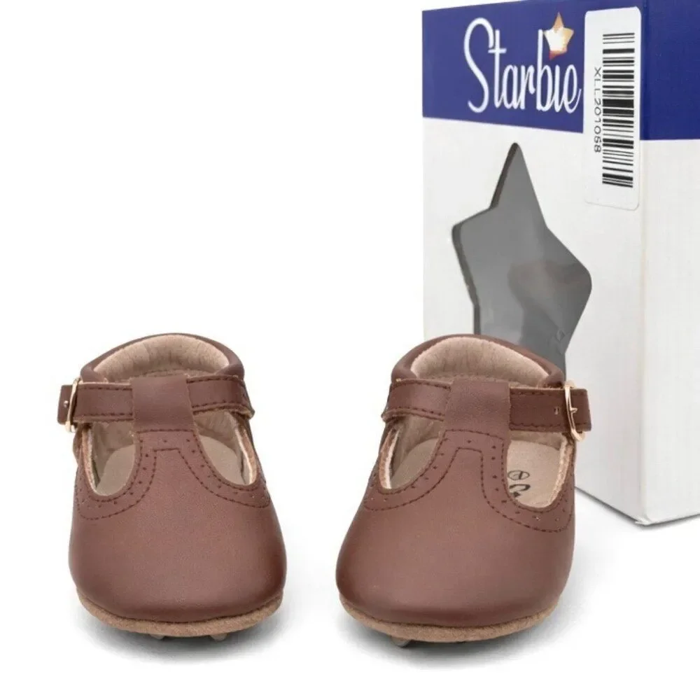 Starbie Genuine Leather Mary Jane T-Bar Shoes Soft Sole Baby Girl  4 (12-18M)