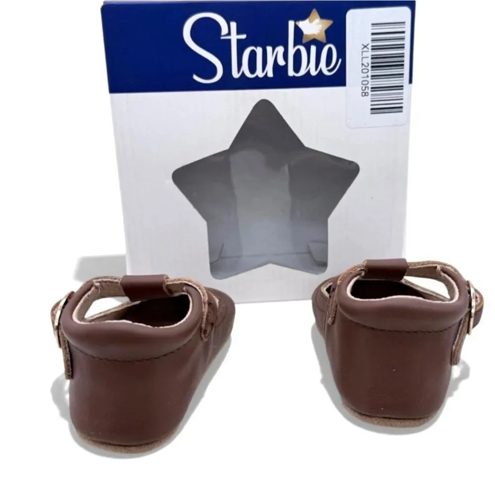 Starbie Genuine Leather Mary Jane T-Bar Shoes Soft Sole Baby Girl  4 (12-18M)