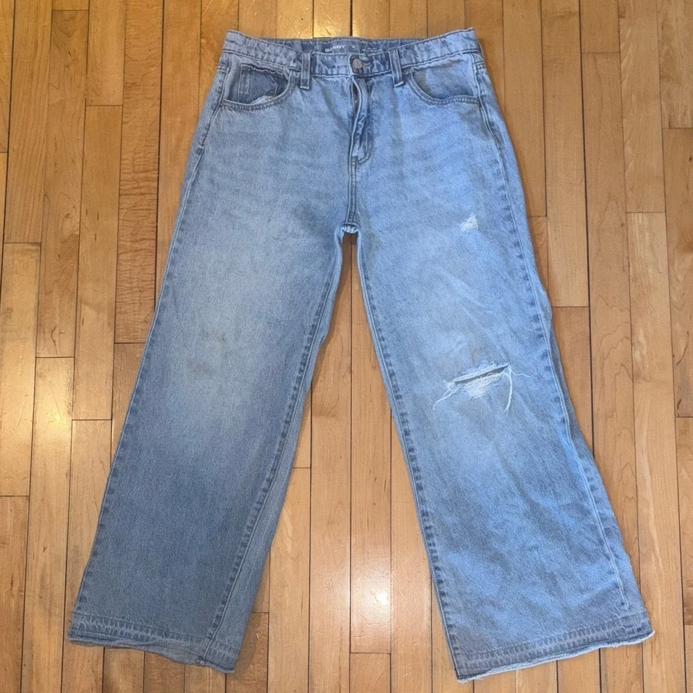 Old Navy Light Blue Baggy Wide-Leg Girls Jeans 16 Husky