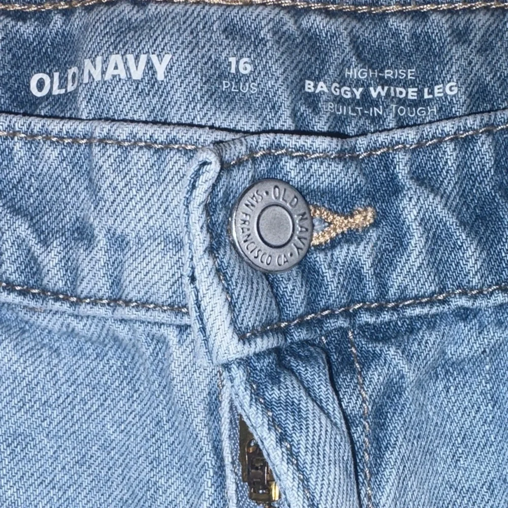Old Navy Light Blue Baggy Wide-Leg Girls Jeans 16 Husky