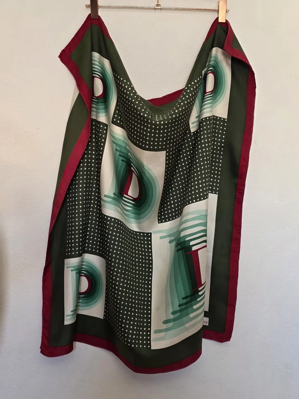 Dior Green, Teal & Fuchsia Silk Scarf with D Motif