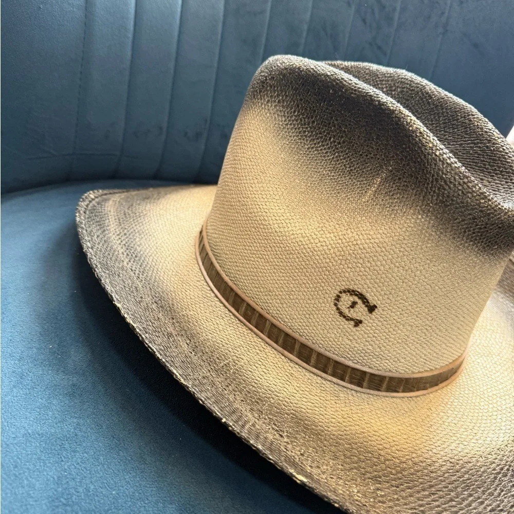 Charlie 1 Horse Straw Western Hat Size 7 3/8 Large Tan Brown Band