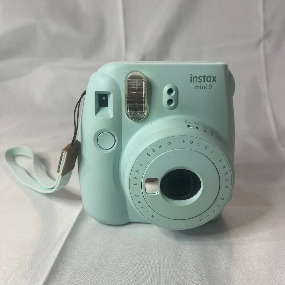 Fujifilm Instax Mini 9 Instant Film Camera Ice Blue with Wrist Strap Tested