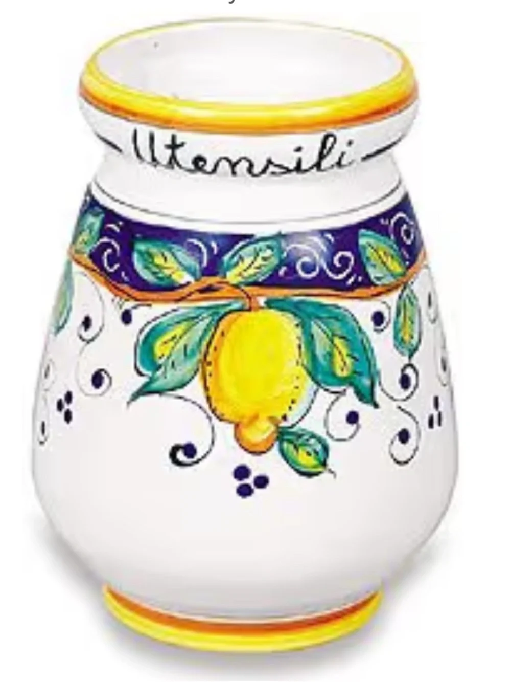 Umbria Alcantara Utensil Holder Arte D'ltalia Imports Handmade,Painted in Italy