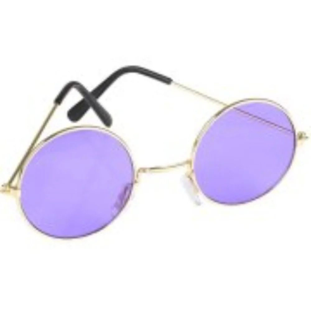 Lennon Style Purple Lens Round Hippie Sunglasses