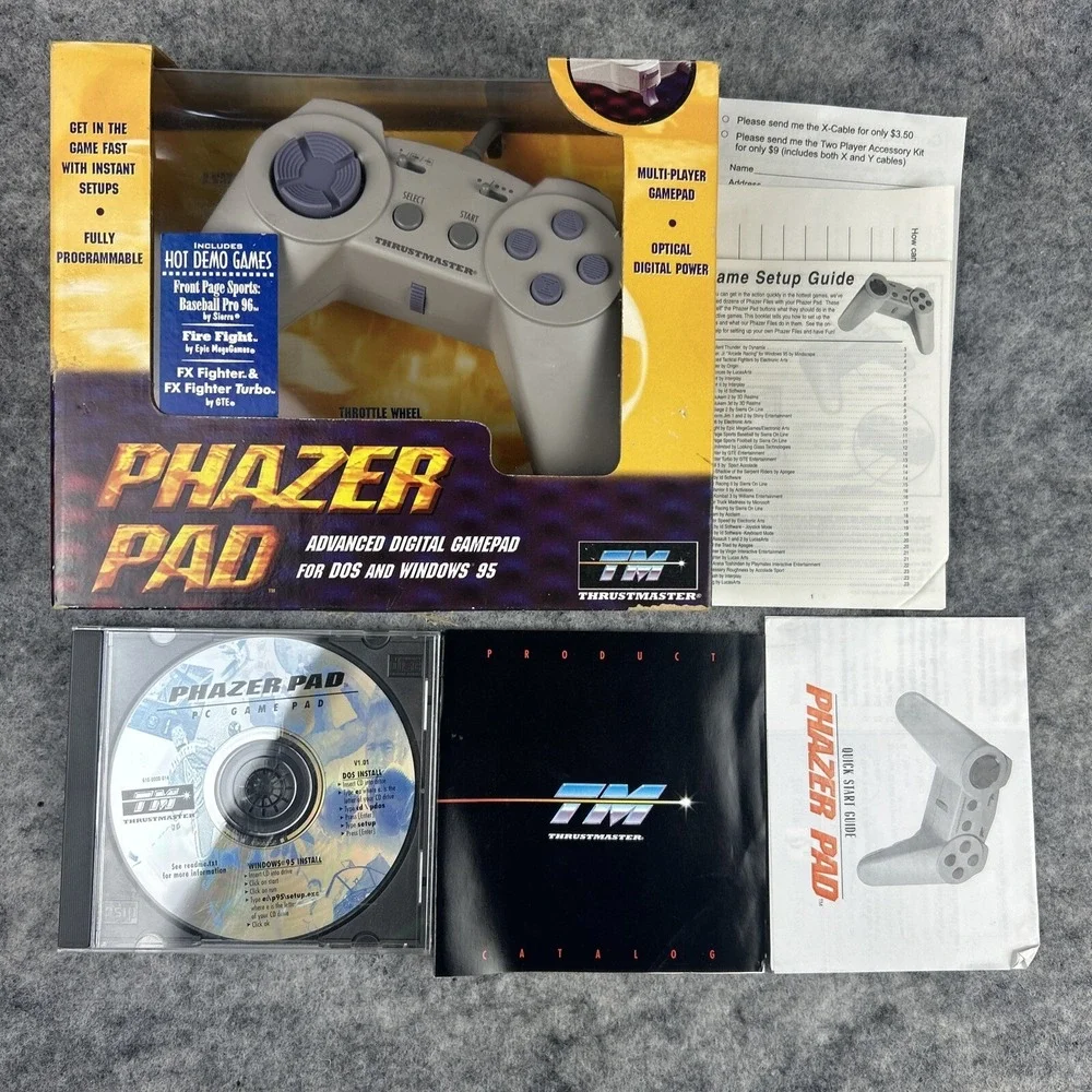 Vintage Thrustmaster Phazer Pad Video Game Controller PC For‎ Dos & Windows 95