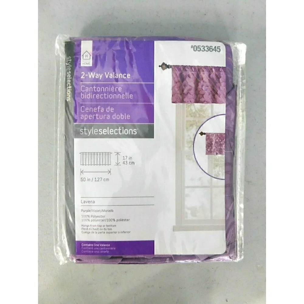 HOME TWO WAY PURPLE VALANCE 17 X 50 INCHES, FITS 1