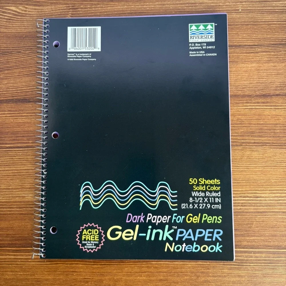 Lot of 5 Riverside Gel-Ink Paper Notebooks Wide Ruled Blue Pink Purple And Black