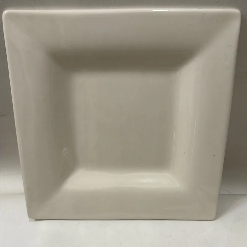 Pottery Barn White 9 1/4 Square Saucers Dinnerware Set Of 2 Heavy Durable