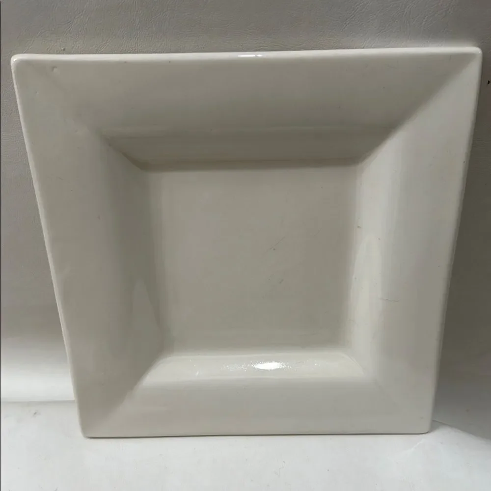 Pottery Barn White 9 1/4 Square Saucers Dinnerware Set Of 2 Heavy Durable