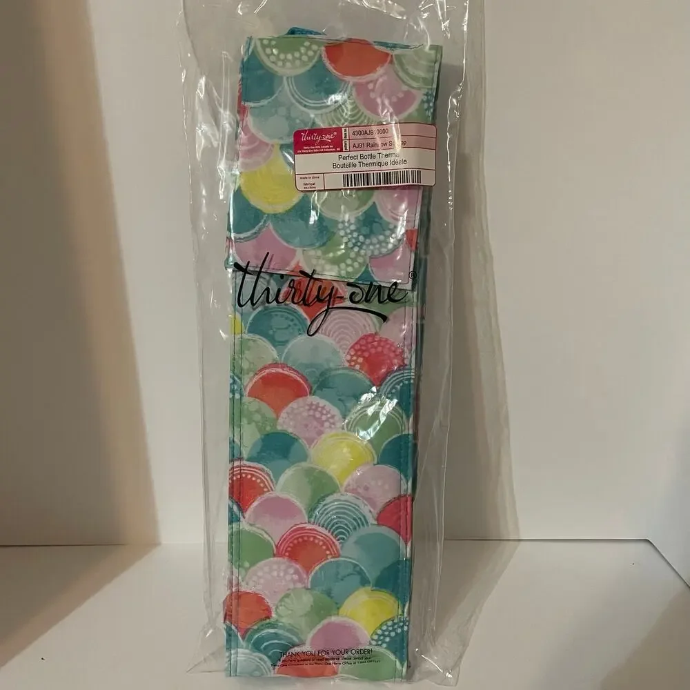 THIRTY-ONE Perfect Bottle‎ Thermal New Rainbow Scallop Reusable Wine Gift Bag