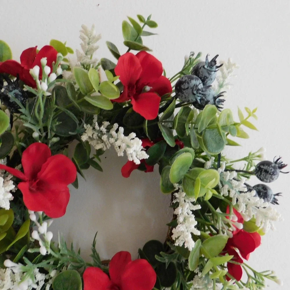 Patriotic‎ Candle Ring Red White Blue Mini Wreath Cabinet Wreath 4th of July