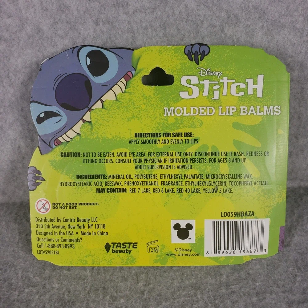 Disney Stitch Makeup Set Taste Beauty Eyeshadow Palette‎ & 2pc Molded Lip Balms
