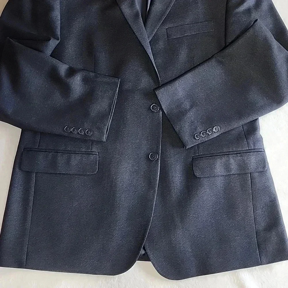 Van Heusen Mens 44R Navy Blue Two Button Blazer Sport Coat Jacket 772084899091