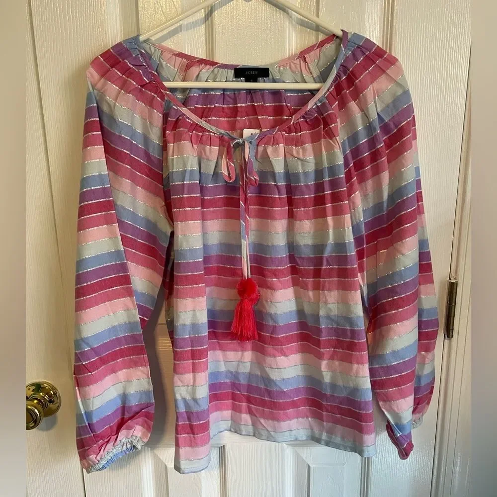 NWT‎ J.Crew Womens Small Striped Multicolor Blouse