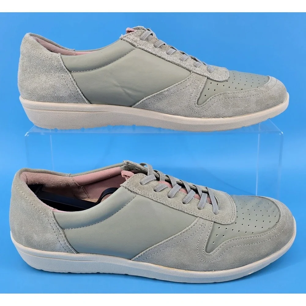 Vionic‎ Karigan Women Sneaker Sz 10 Magnolia Green Leather Suede Orthotic Shoes