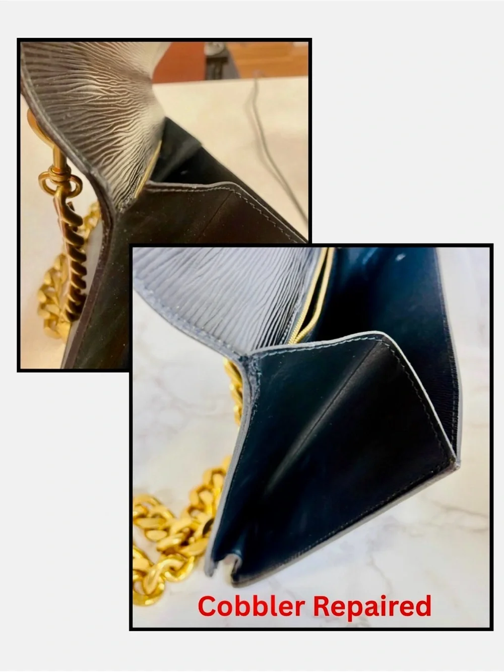 A-1CS-2A: LOUIS VUITTON Leather Epi Concorde Handbag w/FREE Unbranded Chain, EUC