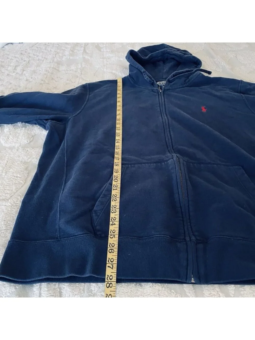 VTG Polo Ralph Lauren Full Zip Fleece Hoodie Men's XL Navy Blue Hype PRL 90’s