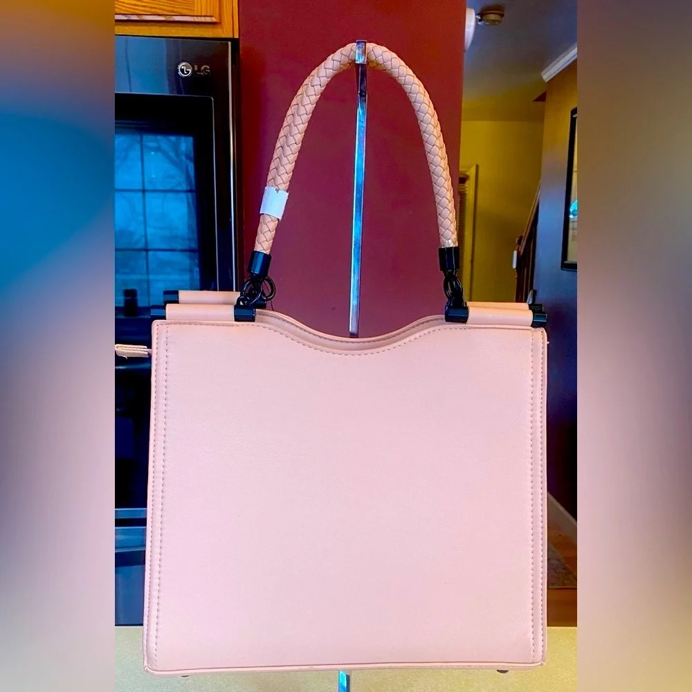 BADGLEY MISCHKA Pink Vegan Leather Crossbody Satchel, NWT