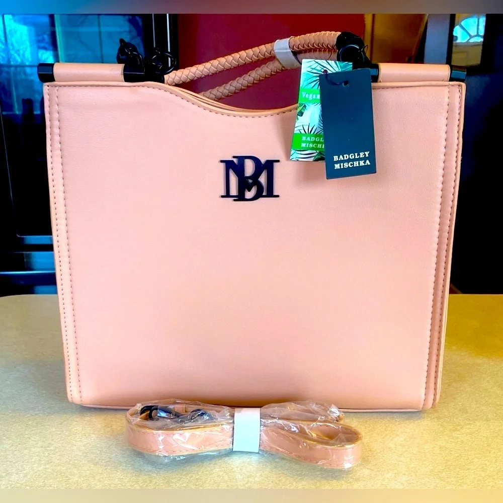 BADGLEY MISCHKA Pink Vegan Leather Crossbody Satchel, NWT