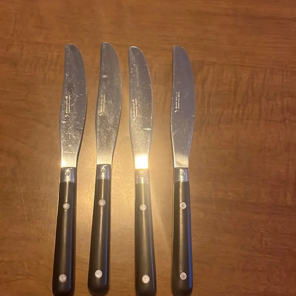Washington Forge Mardi Gras Black Stainless‎ knives 4 Silverware flatware